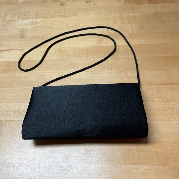 Black Evening Purse with Long Black Strap No Brand EUC - Picture 2 of 3